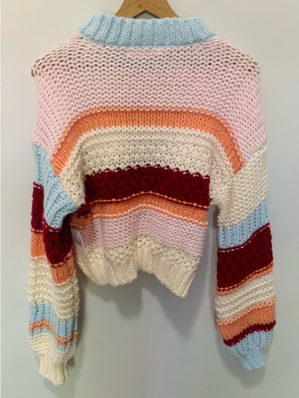 NWT Altar'd State Hollis Chunky Knit Sweater Pink Blue Size Medium - Picture 4 of 9